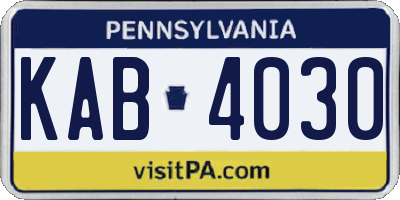 PA license plate KAB4030