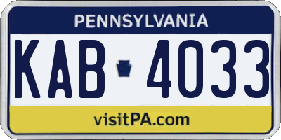 PA license plate KAB4033