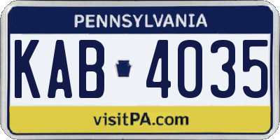 PA license plate KAB4035