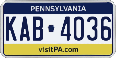 PA license plate KAB4036