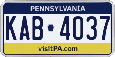 PA license plate KAB4037