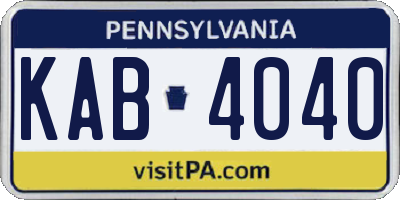 PA license plate KAB4040