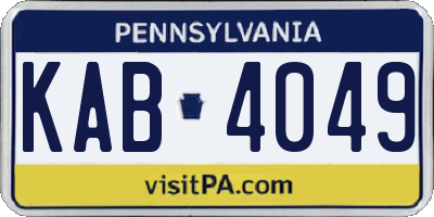 PA license plate KAB4049