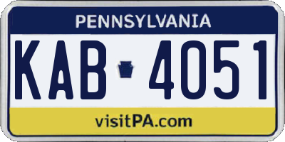PA license plate KAB4051