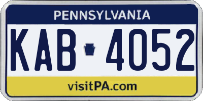 PA license plate KAB4052