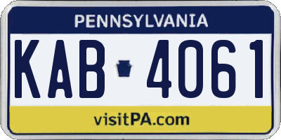 PA license plate KAB4061