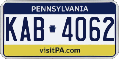 PA license plate KAB4062