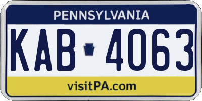 PA license plate KAB4063