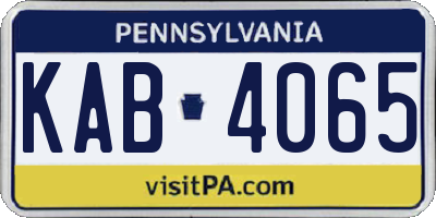 PA license plate KAB4065