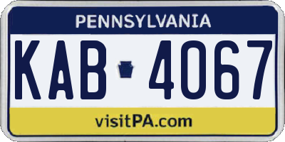 PA license plate KAB4067