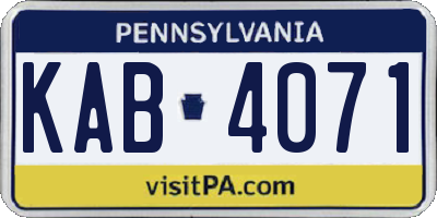 PA license plate KAB4071