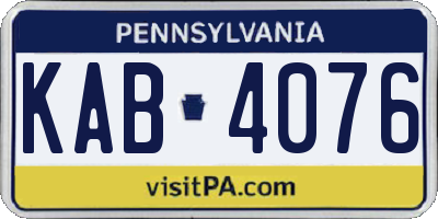 PA license plate KAB4076