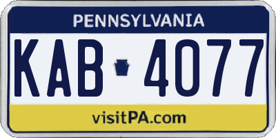 PA license plate KAB4077