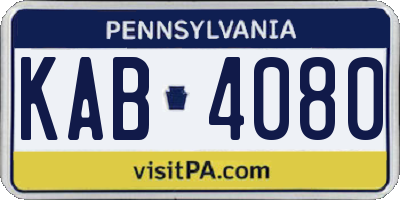 PA license plate KAB4080