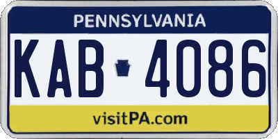 PA license plate KAB4086