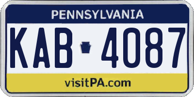 PA license plate KAB4087