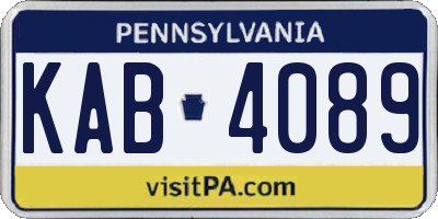 PA license plate KAB4089