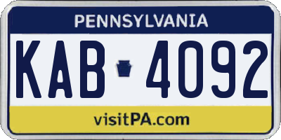 PA license plate KAB4092