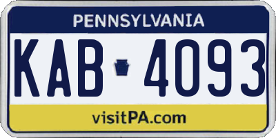 PA license plate KAB4093