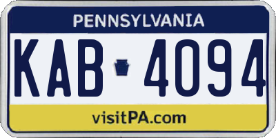 PA license plate KAB4094