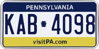 PA license plate KAB4098