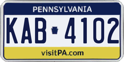 PA license plate KAB4102