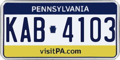 PA license plate KAB4103
