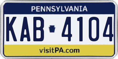 PA license plate KAB4104