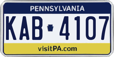 PA license plate KAB4107