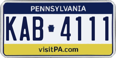 PA license plate KAB4111