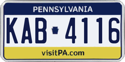 PA license plate KAB4116