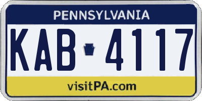 PA license plate KAB4117