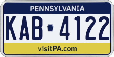 PA license plate KAB4122