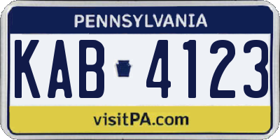 PA license plate KAB4123