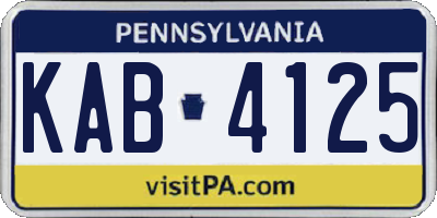 PA license plate KAB4125