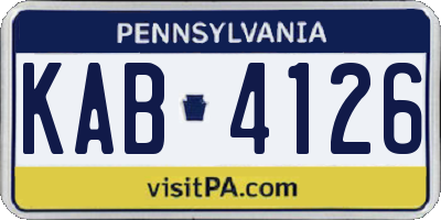 PA license plate KAB4126
