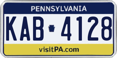 PA license plate KAB4128