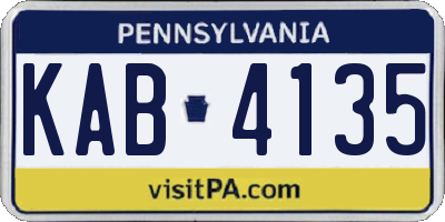 PA license plate KAB4135