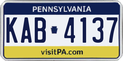 PA license plate KAB4137