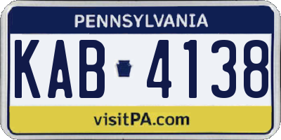 PA license plate KAB4138