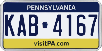 PA license plate KAB4167