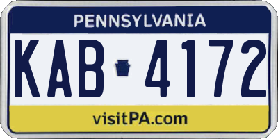 PA license plate KAB4172
