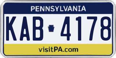 PA license plate KAB4178