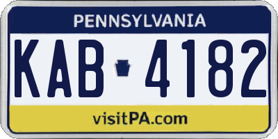 PA license plate KAB4182