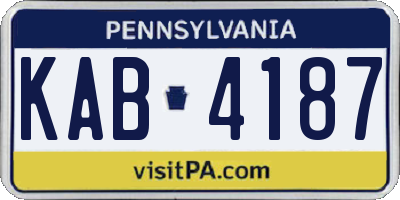 PA license plate KAB4187