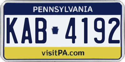 PA license plate KAB4192