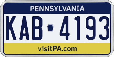 PA license plate KAB4193