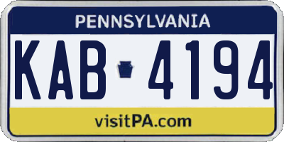 PA license plate KAB4194