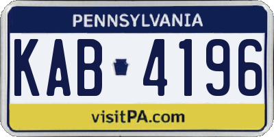 PA license plate KAB4196