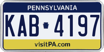 PA license plate KAB4197
